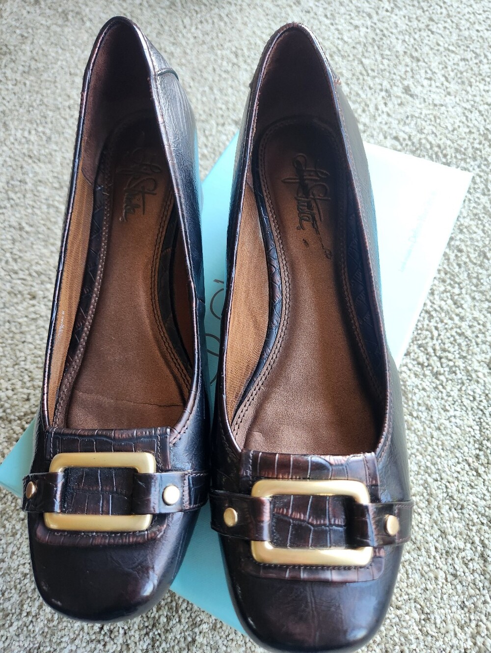 Women's Life Stride Brown Shoes With Buckles, Size 10Wide